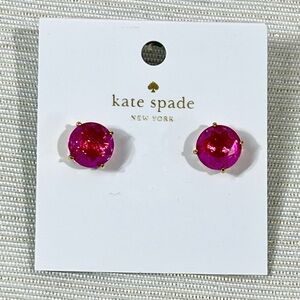 Nwt - Kate Spade NY Bright Pink Fuchsia AB Crystal Stud Pierced Earrings